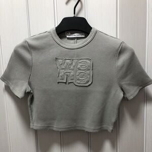 Logo-appliqué Cropped T-shirt In Gray